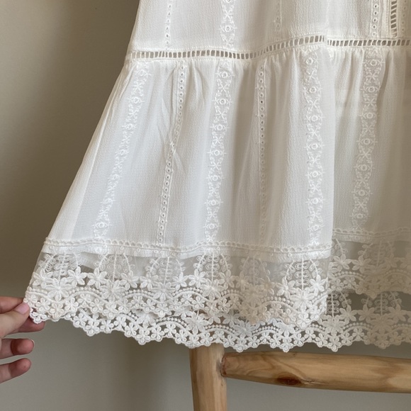 Nordstrom Leith Lace Hem White Peasant Tunic Top Sz Medium - Picture 4 of 7